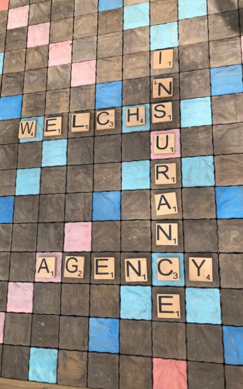 Welch's Insurance Agency scrabble board